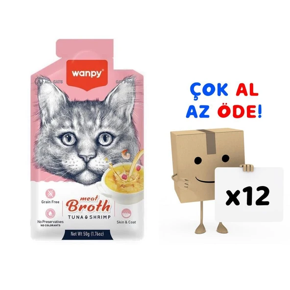 Wanpy Karidesli Ton Balıklı Kedi Çorbası 50 Gr 12'li Paket ürün görseli 1