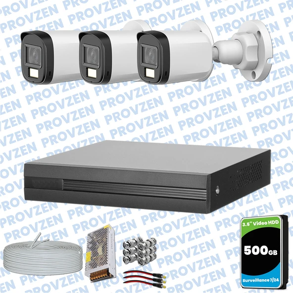 Provzen Dahua 3 Kameralı Full HD Fullcolor Mikrofonlu Güvenlik Kamerası ürün görseli 1