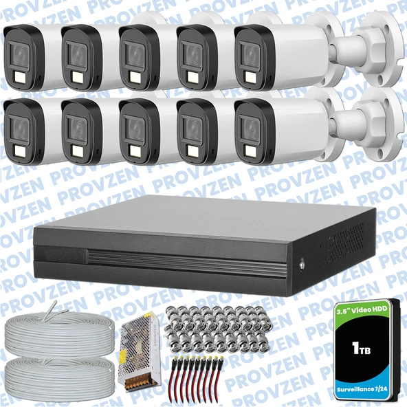 Provzen Dahua 10 Kameralı Full HD Fullcolor Mikrofonlu Güvenlik Kamerası ürün görseli 1