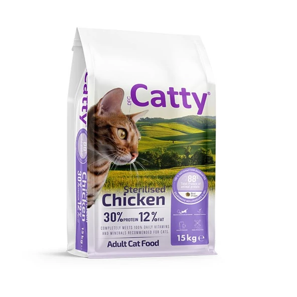 Catty Tavuklu Kısırlaştırılmış Yetişkin Kedi Maması 15 Kg ürün görseli 1