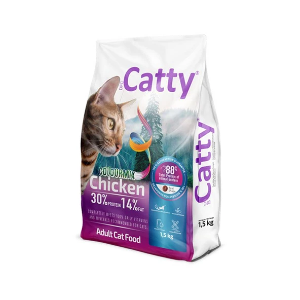 Catty Colourmix Tavuklu Renkli Taneli Yetişkin Kedi Maması 1.5 Kg ürün görseli 1