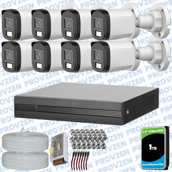 Provzen Dahua 8 Kameralı Full HD Fullcolor Mikrofonlu Güvenlik Kamerası ürün görseli 1
