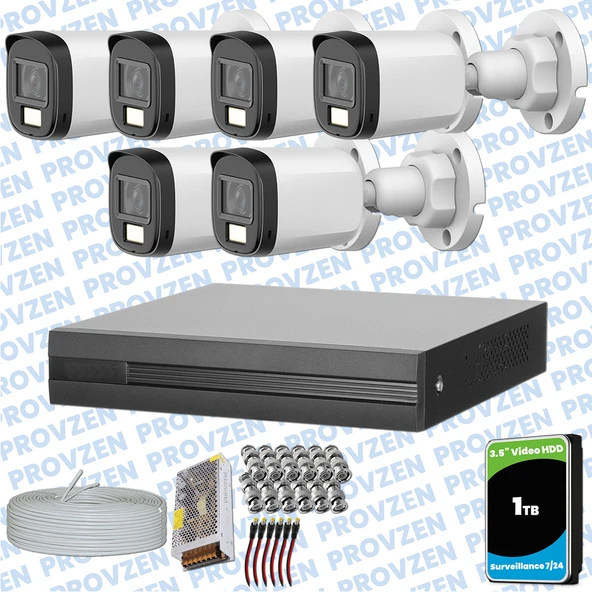 Provzen Dahua 6 Kameralı Full HD Fullcolor Mikrofonlu Güvenlik Kamerası ürün görseli 1