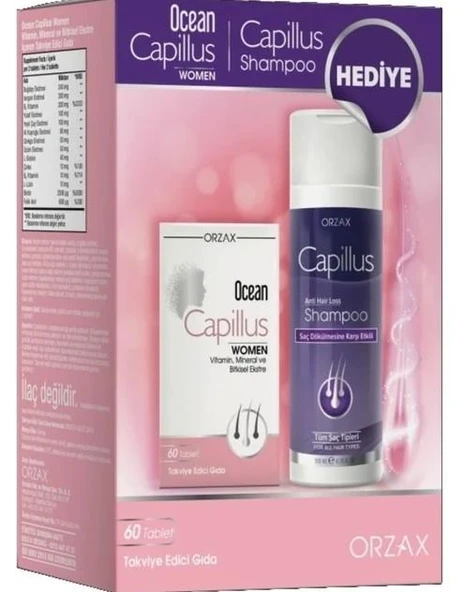 Orzax Ocean Capillus Women 60 Tablet Şampuan Hediyeli ürün görseli 1