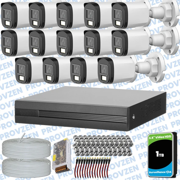 Provzen Dahua 16 Kameralı Full HD Fullcolor Mikrofonlu Güvenlik Kamerası ürün görseli 1