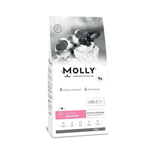 Molly Düşük Tahıllı Hypoallergenic Tavuklu ve Yaban Mersinli Küçük Irk Anne ve Yavru Köpek Maması 2 Kg ürün görseli 1