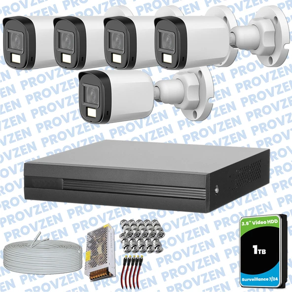 Provzen Dahua 5 Kameralı Full HD Fullcolor Mikrofonlu Güvenlik Kamerası ürün görseli 1