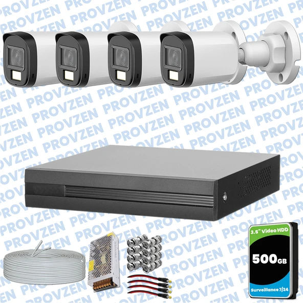 Provzen Dahua 4 Kameralı Full HD Fullcolor Mikrofonlu Güvenlik Kamerası ürün görseli 1