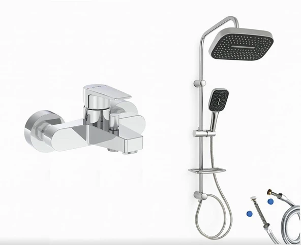 Artema Flow Square Banyo Bataryası + Doppo Prime Lux Tepe Duş Sistemi ürün görseli 1