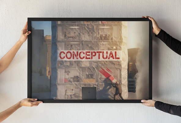 Conceptual Art Çerçeveli Tablo  Modern Mimari Mizah  Ofis Dekoru  Duvar Dekoru  30x42 cm ürün görseli 1