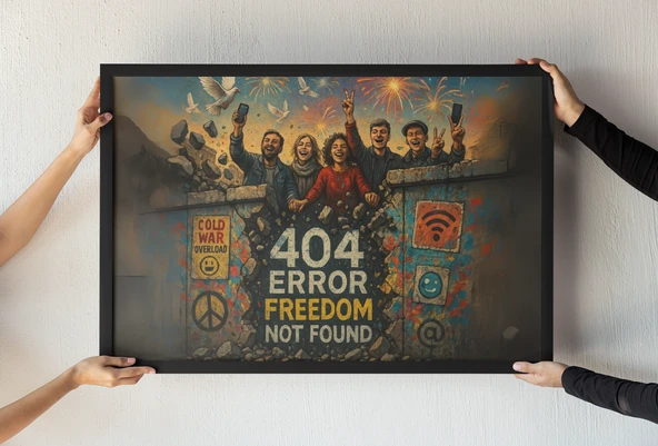 Berlin Duvarı Çerçeveli Tablo  404 Freedom Not Found  Soğuk Savaş Temalı Dekor  30x42 cm ürün görseli 1