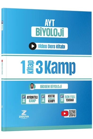 Zeduva Yayınları Biosem AYT Biyoloji 1 Kitap 3 Kamp Video Ders Kitabı ürün görseli 1