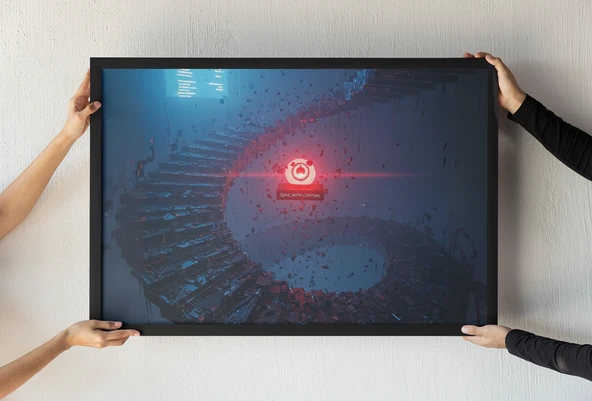 Modern Mimari Çerçeveli Tablo  Soyut Baskı  Gelecekçi Duvar Sanatı  Dijital Dekor  30x42 cm ürün görseli 1
