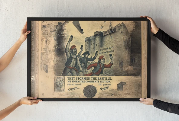 Bastille Baskını Çerçeveli Tablo  Fransız Devrimi  Aktivizm Dekoru  Tarih Sever Hediyesi 30x42 cm ürün görseli 1