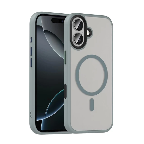Apple iPhone 17 Uyumlu Kılıf Mat Arka Yüzey Wireless Şarj Özellikli Flet Magsafe Kapak ürün görseli 1