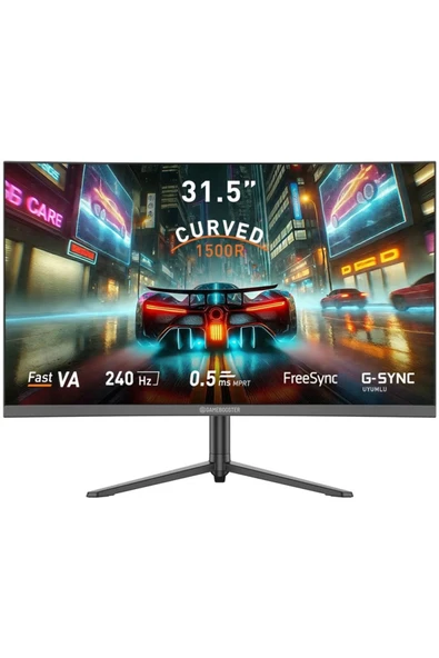 GameBooster 31.5" GB-32C240FP 240Hz 0.5Ms Fast VA FHD Pivot Curved RGB Gaming Monitör ürün görseli 1