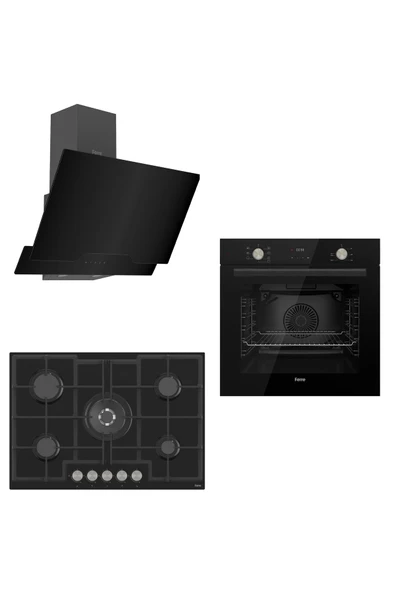 Ferre Flowart 75 Serisi Siyah Ankastre Set ( D063 - Ed035 - Qms63cs ) 75 Cm Ocak ürün görseli 1