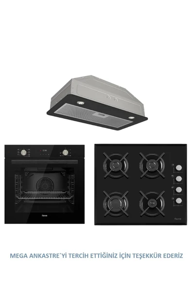 Ferre GLİNE SERİSİ GÖMME ASPİRAÖR MEGA ANKASTRE SET(D050+1140+QMS63CS) ürün görseli 1