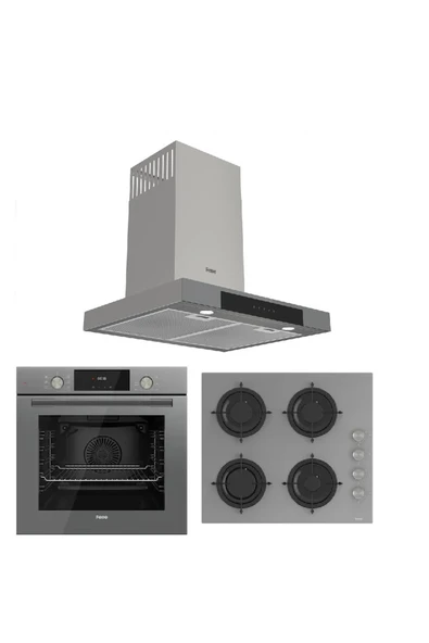 Ferre Flowart Serisi Gri MEGA ANKASTRE Set (cs208 + Qms63cpr +d102 ) ürün görseli 1
