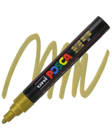 Uni Posca Su Bazlı Poster Markörü Metalik Altın 1.8 2.5mm PC5M ürün görseli 1