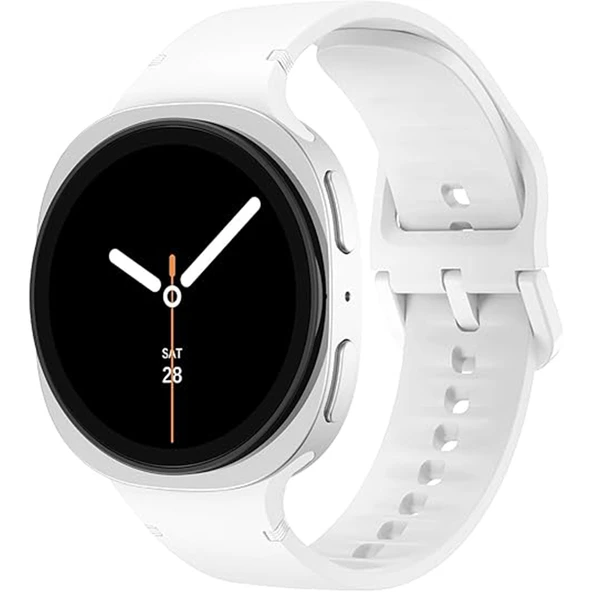Samsung Galaxy Watch 8 44mm 40mm İle Uyumlu Metal Tokalı PureLux Soft Silikon Kordon  Beyaz ürün görseli 1