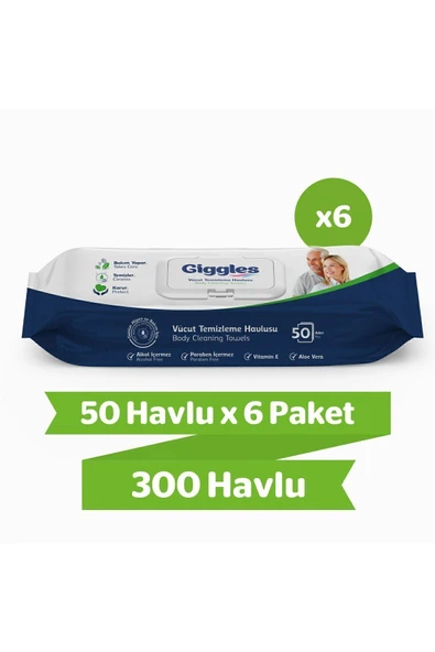 Giggles Vücut Temizleme Havlusu 50'li 6 Paket 300 Havlu ürün görseli 1