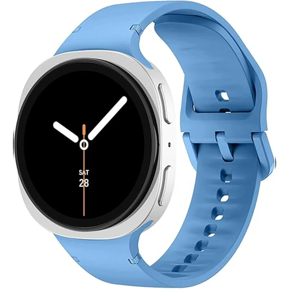 Samsung Galaxy Watch 8 44mm 40mm İle Uyumlu Metal Tokalı PureLux Soft Silikon Kordon  Mavi ürün görseli 1