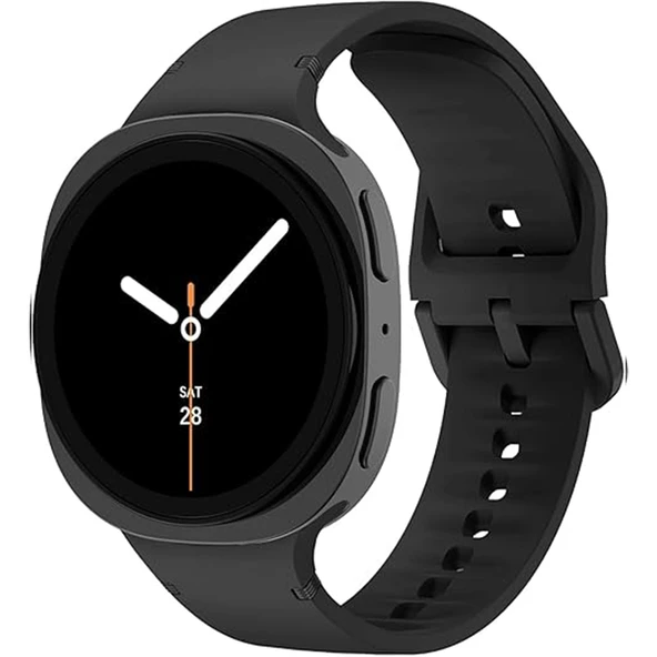 Samsung Galaxy Watch 8 44mm 40mm İle Uyumlu Metal Tokalı PureLux Soft Silikon Kordon  Siyah ürün görseli 1