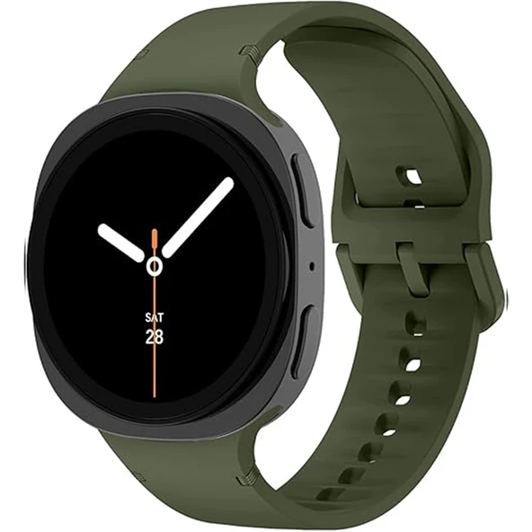 Samsung Galaxy Watch 8 44mm 40mm İle Uyumlu Metal Tokalı PureLux Soft Silikon Kordon  Haki ürün görseli 1