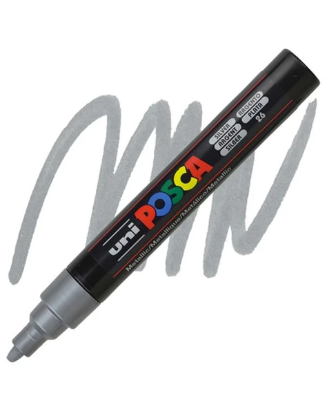 Uni Posca Su Bazlı Poster Markörü Metalik Gümüş 1.8 2.5mm PC5M ürün görseli 1