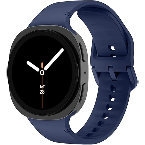 Samsung Galaxy Watch 8 44mm 40mm İle Uyumlu Metal Tokalı PureLux Soft Silikon Kordon  Lacivert ürün görseli 1