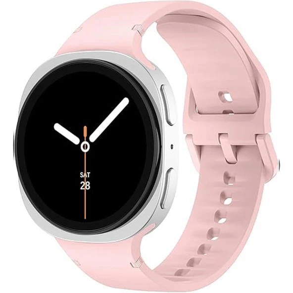 Samsung Galaxy Watch 8 44mm 40mm İle Uyumlu Metal Tokalı PureLux Soft Silikon Kordon  Pudra ürün görseli 1
