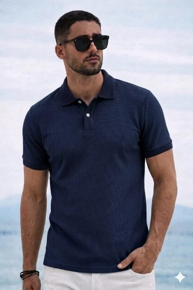 Polo Yaka T-shirt - Lacivert ürün görseli 1
