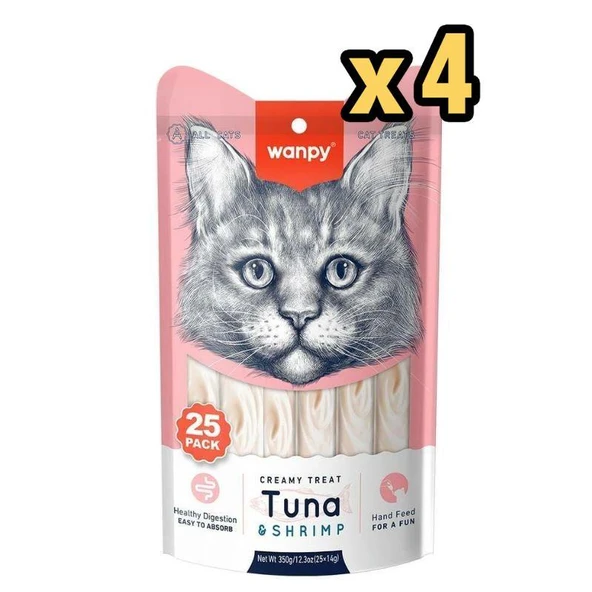 Wanpy Ton Balıklı ve Karidesli Krema Kedi Ödülü 25x14gr x 4 Adet ürün görseli 1