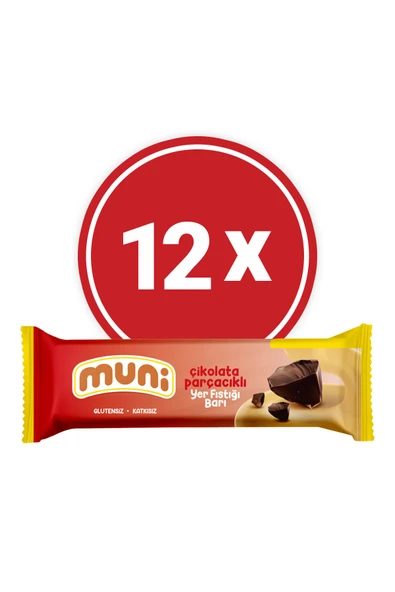 muni Çikolata Parçacıklı Yer Fıstığı Barı, 40 G X 12 Adet ürün görseli 1