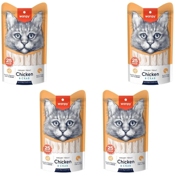 Wanpy Tavuklu & Yengeçli Sıvı Ödül Maması 25x14 Gr X 4 Adet ürün görseli 1