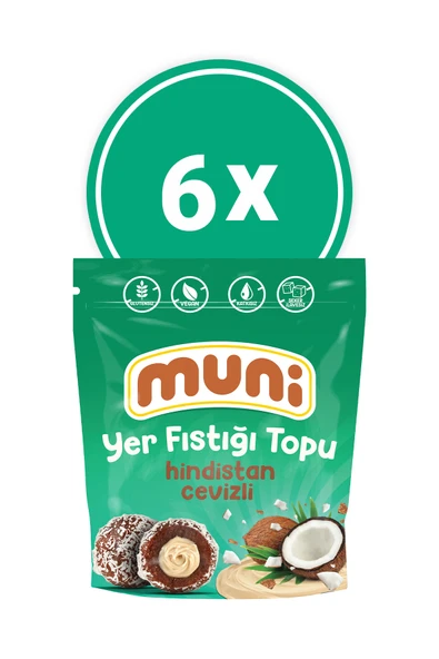muni Hindistan Cevizli Yer Fıstığı Topu, 80 G X 6 Adet ürün görseli 1