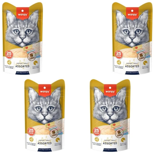 Wanpy Karışık 8 Lezzetli Krema Kedi Ödülü 25x14 Gr X 4 ADET ürün görseli 1