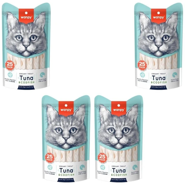Wanpy Ton Morina Balıklı Krema Kedi Ödülü 25*14 Gr x 4 Adet ürün görseli 1