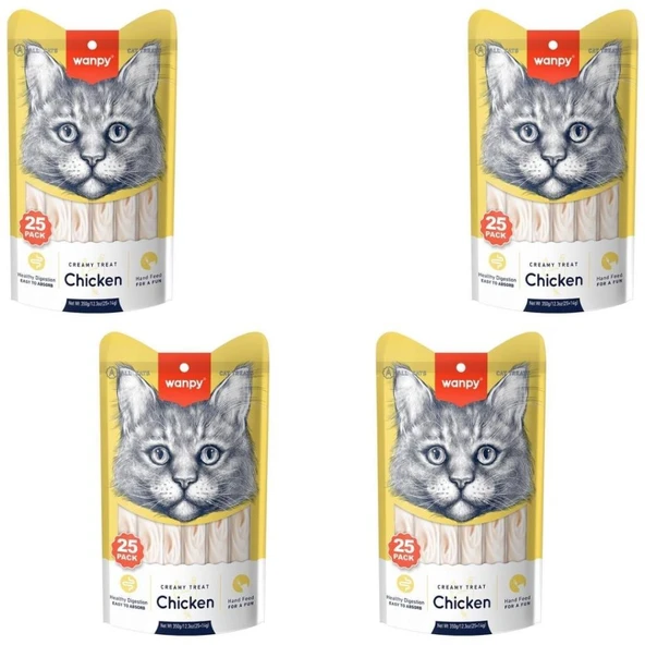 Wanpy Tavuklu Sıvı Kedi Ödülü 25x14 Gr X 4 ADET ürün görseli 1