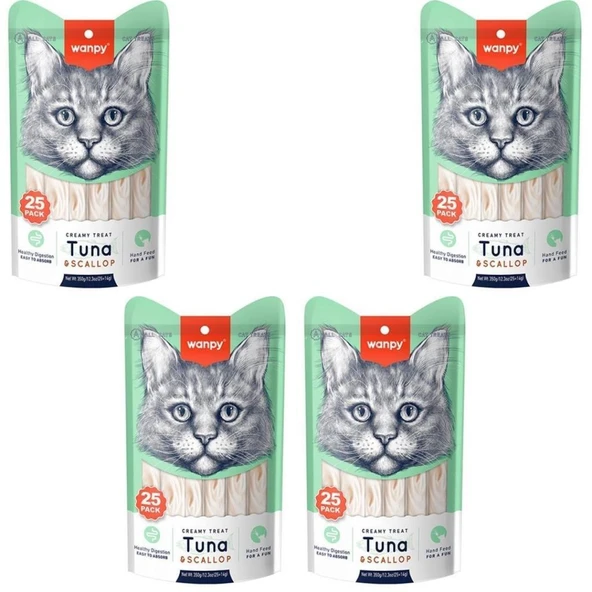 Wanpy Ton Deniz Taraklı Krema Kedi Ödülü 25*14 Gr x 4 Adet ürün görseli 1