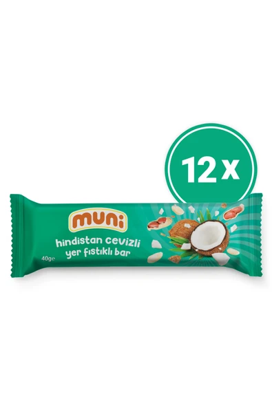 muni Hindistan Cevizli Yer Fıstığı Barı, 40 G X 12 Adet ürün görseli 1