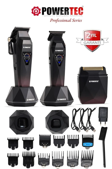 Powertec TR-5800 Saç-Sakal-Ense-Günlük Tıraş Makinesi 3'lü Set ( 0.5mm Tarak Dahil ) ürün görseli 1