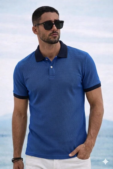 Polo Yaka T-shirt - Sax Mavi ürün görseli 1