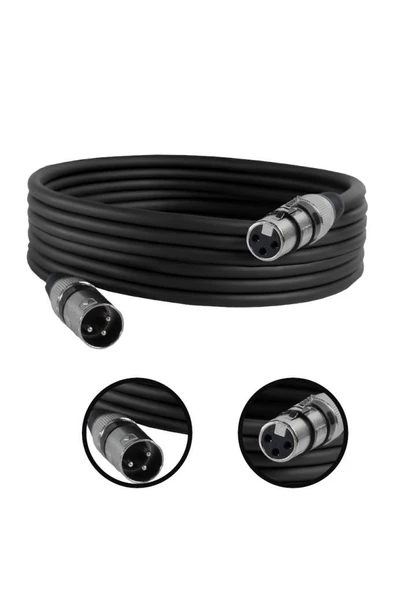 Midex MXL-5M-BK Kaliteli XLR TO XLR 5 mt. Mikrofon Kablosu ürün görseli 1