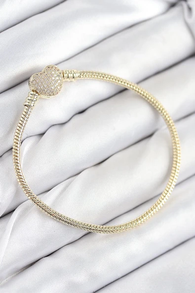 Pirinç Charm Zirkon Taşlı Kalp Model Gold Renk Kadın Bileklik Vice-5353 EB-53-vice/(1395) 2459 ürün görseli 1