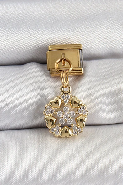316L Çelik Sallantılı Zirkon Taşlı Kalp Detaylı Yıldz Model Gold Renk Nomination Charm EB-53-vice/(1395) 2533 ürün görseli 1