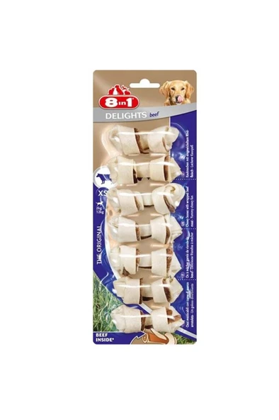 8in1 8 In 1 Delights Bones Biftekli Ağız Bakım Kemiği Xs Boy 7´li 84 gr ürün görseli 1