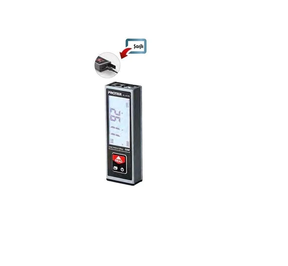 PROTER PL 55 RS 50 MT. LAZER METRE 3.7 V 0.85 AH LİON PİL (KIRMIZI LAZER ŞARJLI) ürün görseli 1