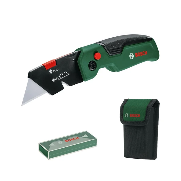 BOSCH Katlanır Maket Bıçağı (Kılıf + 10 Adet Yedek Bıçak) ürün görseli 1